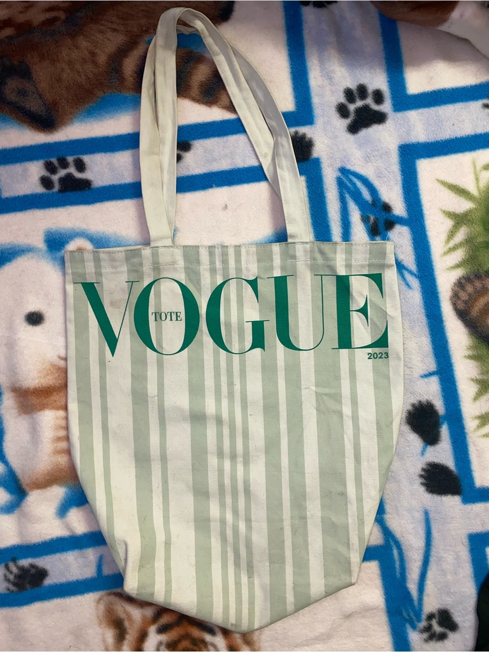 Vogue Green Stripe Canvas Tote